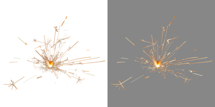 Sparkler light png. Burning sparkler fire with sparks flying around. Isolate on a transparent background. Fireworks.  bengal fire 