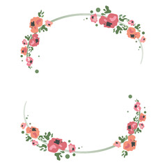 frame with flowers, mirror frame with simple florets, ready to use flower design for web and invitation
