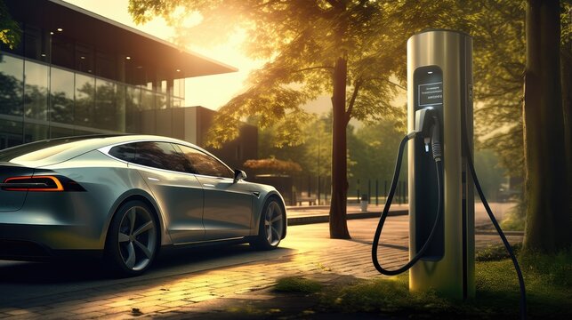 Modern, Lightning-fast Electric Vehicle Chargers Set In Beautiful Parkland Surroundings.