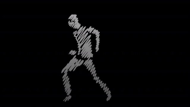 Hand drawn Young Man Breakdances with transparent (alpha) background