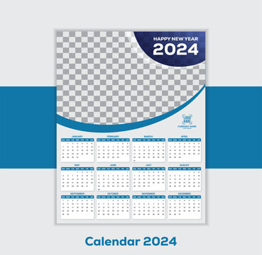 2024 Wall calendar print ready template