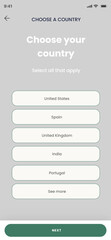 Choose Country, State, Nation, Province, Language and Region Screens App UI Kit Template