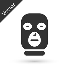 Grey Thief mask icon isolated on white background. Bandit mask, criminal man. Vector