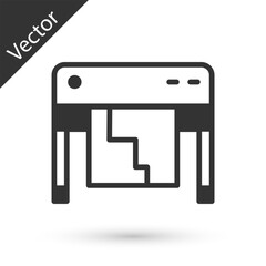 Grey Plotter icon isolated on white background. Large format multifunction printer. Polygraphy, printshop service. Vector
