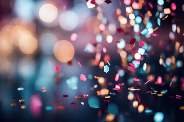 Confetti cascading in multiple colors, festive overlay - AI Generated