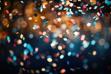 Confetti cascading in multiple colors, festive overlay - AI Generated