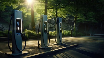 modern, lightning-fast electric vehicle chargers set in beautiful parkland surroundings.