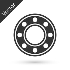 Grey Bicycle ball bearing icon isolated on white background. Vector