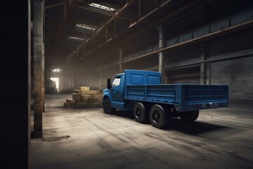 A warehouse receives a delivery from a blue truck. Generative AI