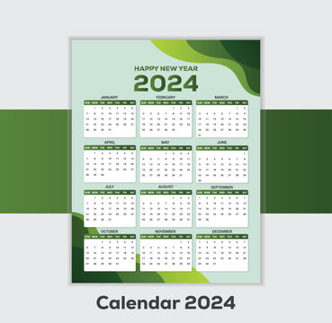 2024 Wall calendar print ready template