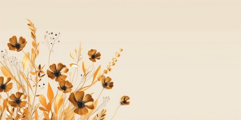 Obraz na płótnie Canvas Beautiful abstract gold simple doodle cartoon floral design background. beautiful Generative AI AIG32