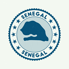 Senegal emblem. Country round stamp with shape of Senegal, isolines and round text. Appealing badge. Modern vector illustration.