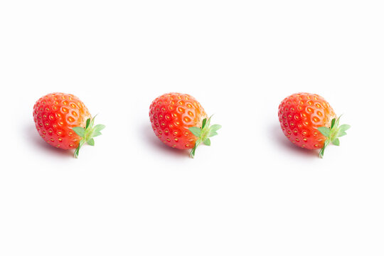 High-quality photo of a ripe strawberry isolated on a white background - perfect for culinary and healthy lifestyle concepts.