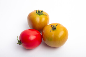 photo of orange tomatoes isolated on white background