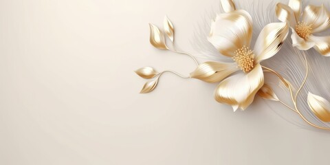 Beautiful abstract gold floral design background. beautiful Generative AI AIG32 - obrazy, fototapety, plakaty