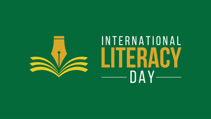 International Literacy Day. September 8. Template for banner, greeting card, poster background. Vector illustration