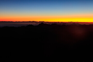 Beautiful sunrise on a top of Mount Sinai (Moses Mount) in Egypt
