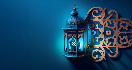 Arabic lantern on a blue background 1