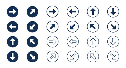 Arrow set of vector icons. Set of flat icons, signs, symbols, and arrows for interface design, web design, apps, and more.