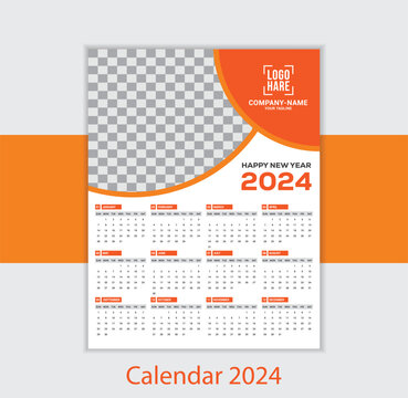 2024 Wall calendar print ready template