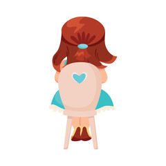 Cute Little Girl Sitting on Chair Watching Theater Performance Vector Illustration