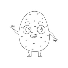 Coloring page funny potato. Coloring book for kids. Educational activity for preschool years kids and toddlers with cute animal. Vector illustration