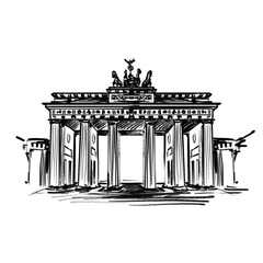Berlin sightseeing Brandenburger Tor - black pencil hand drawn illustration (transparent PNG) © Peer