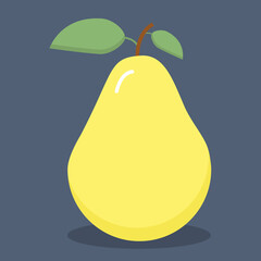 simple vector illustration yellow  pear with leaves