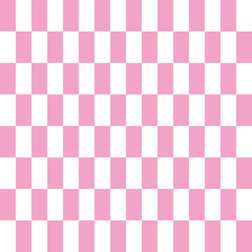 Seamless Pink Pattern. A Chess Board With An Abstract Pattern. A Popular Background In The Form Of A Grid, Checkered. For Print, Banner, Card. Art Vector Illustration. Barbie Style