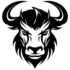 Head of a minotaur from greek mythology, head of an angry bull