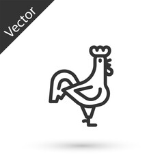 Grey line French rooster icon isolated on white background. Vector