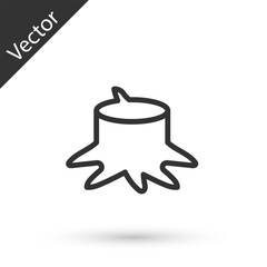 Grey line Tree stump icon isolated on white background. Vector