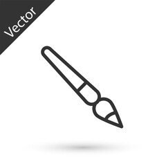 Grey line Paint brush icon isolated on white background. Vector