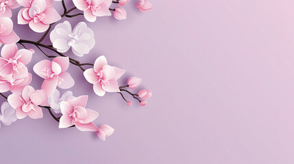 Fototapeta na wymiar minimalist orchid flower illustration, with copy space