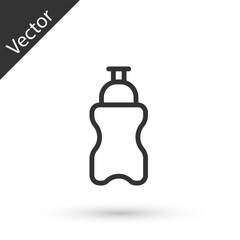 Grey line Sport bottle with water icon isolated on white background. Vector