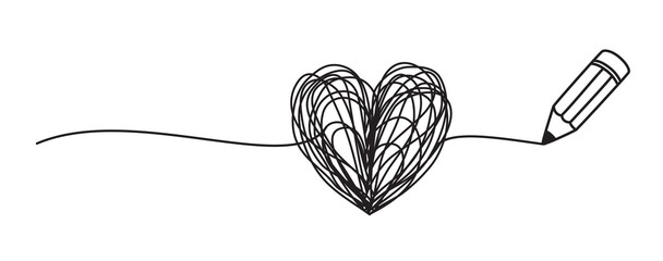 Heart shaped tangled grungy scribble png clipart - obrazy, fototapety, plakaty