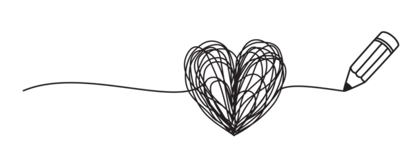 Fotobehang Heart shaped tangled grungy scribble png clipart © str33tcat