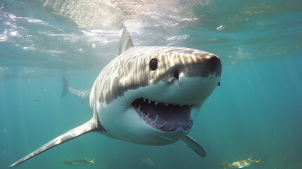 great white shark swimming made with generative AI