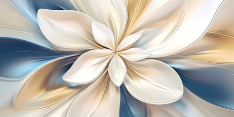 Beautiful abstract beige blue off-white glossy metallic floral design background. beautiful Generative AI AIG32