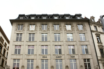 Fototapeta na wymiar Historical building in Old Town in Leipzig, Germany