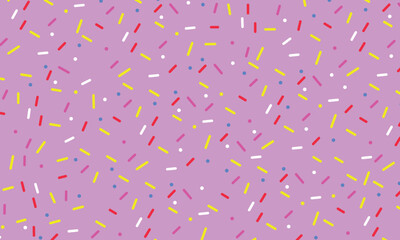 Seamless pattern with colorful sprinkles on pink background. Donut glaze Vector illustration