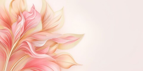 Beautiful abstract gold and pink pencil drawing floral design background. beautiful Generative AI AIG32