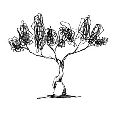 Tree drawing - black pencil hand drawn illustration (transparent PNG)