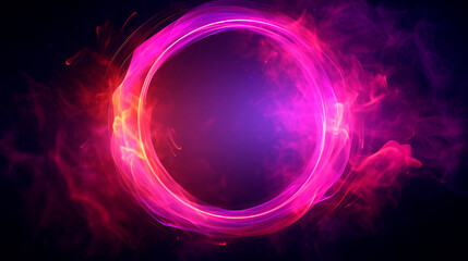 3d render, abstract background neon ring shape with pink magenta and blue smoke. Fantastic futuristic wallpaper - obrazy, fototapety, plakaty