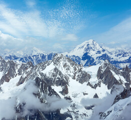 Obraz premium Mont Blanc mountain massif summer landscape (view from Aiguille du Midi Mount, France )