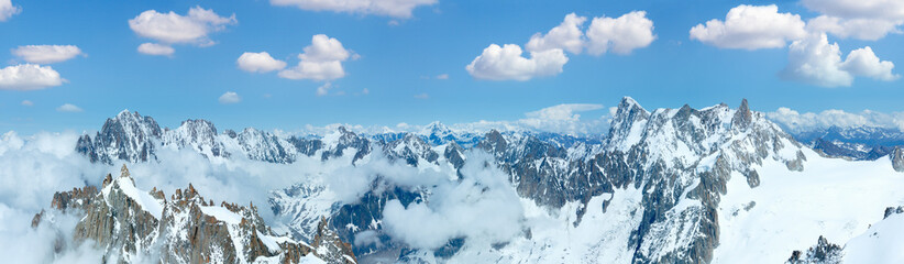 Fototapeta na wymiar Mont Blanc mountain massif panorama (view from Aiguille du Midi Mount, France )