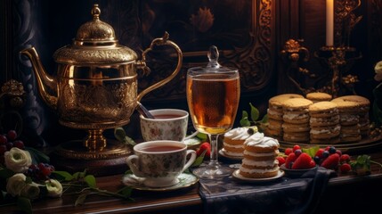 tea brewing on the table.