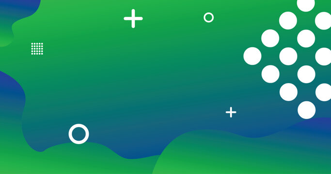 Abstract green fluid background with trend symbols