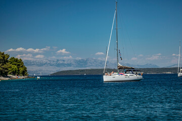 Fototapeta premium ship/boat at blue sea in croatia