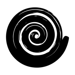 Whimsical spiral symbol hand painted with ink watercolor brush. Png clipart isolated on transparent background